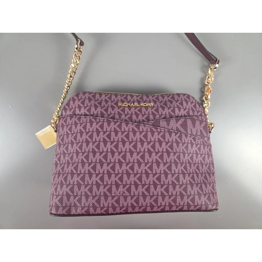 Michael Kors Jet Set Medium Dome Crossbody Bordeaux Mulberry Multi 35F1GTVC6B